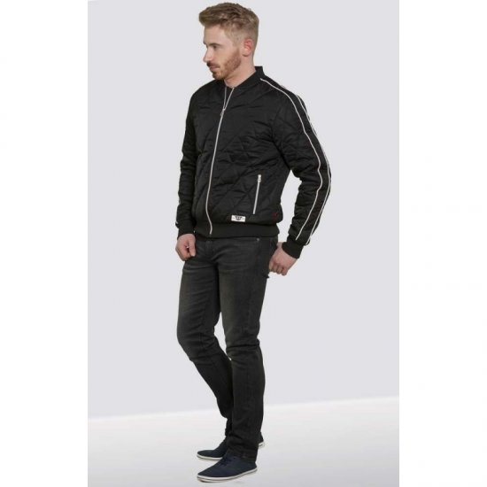 D555 Skipton Quilted Bomber Jacket Black - Якета - мъжки якета големи размери