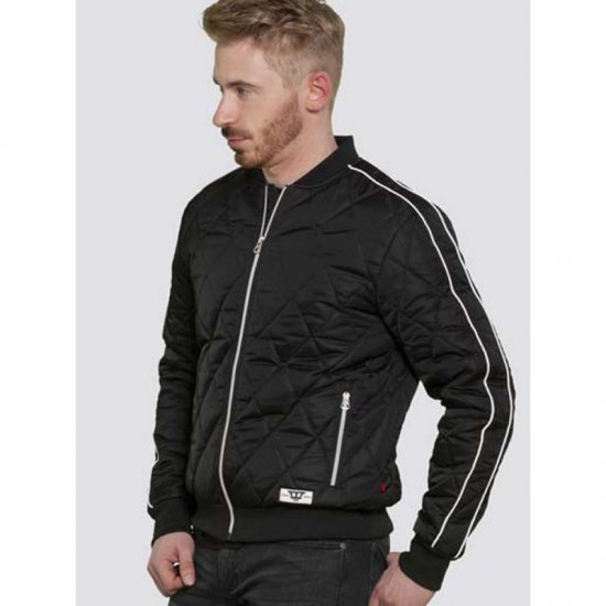 D555 Skipton Quilted Bomber Jacket Black - Якета - мъжки якета големи размери