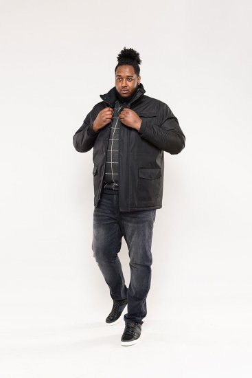 D555 Fargo Five Pocket Jacket With Ribbed Neck and Inner Quilting Black - Якета - мъжки якета големи размери