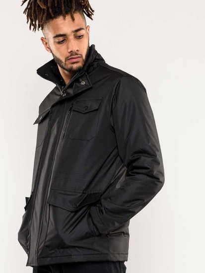 D555 Fargo Five Pocket Jacket With Ribbed Neck and Inner Quilting Black - Якета - мъжки якета големи размери