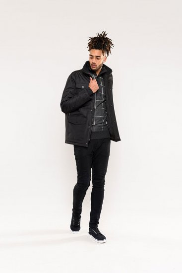 D555 Fargo Five Pocket Jacket With Ribbed Neck and Inner Quilting Black - Якета - мъжки якета големи размери
