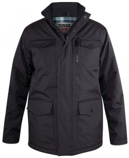 D555 Fargo Five Pocket Jacket With Ribbed Neck and Inner Quilting Black - Якета - мъжки якета големи размери
