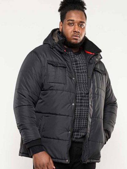 D555 Lonsdale Parka Style Jacket With Embroidery Patch On Sleeve Black - Якета - мъжки якета големи размери
