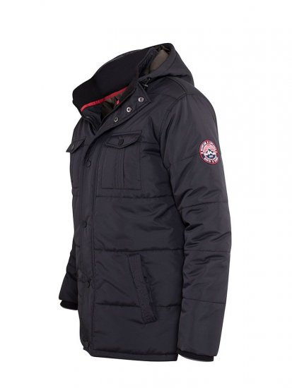 D555 Lonsdale Parka Style Jacket With Embroidery Patch On Sleeve Black - Якета - мъжки якета големи размери