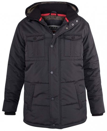 D555 Lonsdale Parka Style Jacket With Embroidery Patch On Sleeve Black - Якета - мъжки якета големи размери