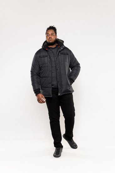 D555 Lonsdale Parka Style Jacket With Embroidery Patch On Sleeve Black - Якета - мъжки якета големи размери