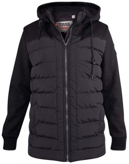 D555 Hampshire Hooded Quilted Jacket Black - Якета - мъжки якета големи размери