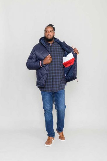 D555 Angus Diamond Quilted Puffer Jacket Navy - Якета - мъжки якета големи размери
