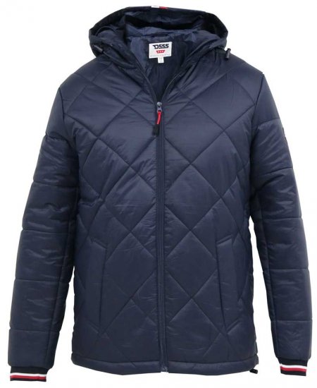 D555 Angus Diamond Quilted Puffer Jacket Navy - Якета - мъжки якета големи размери