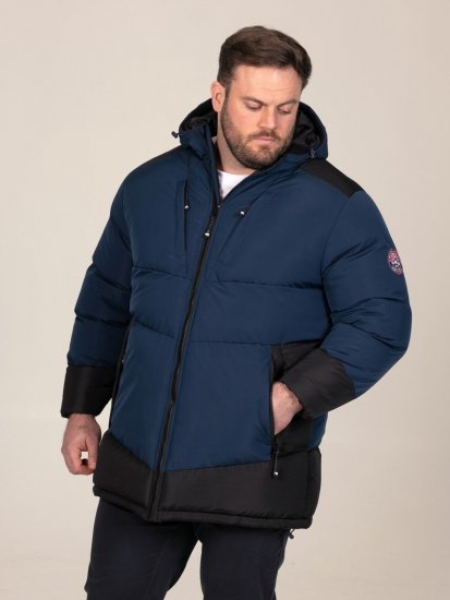 D555 Hank Ripstop Contrast Panelled Padded Hooded Jacket Нейви - Якета - мъжки якета големи размери