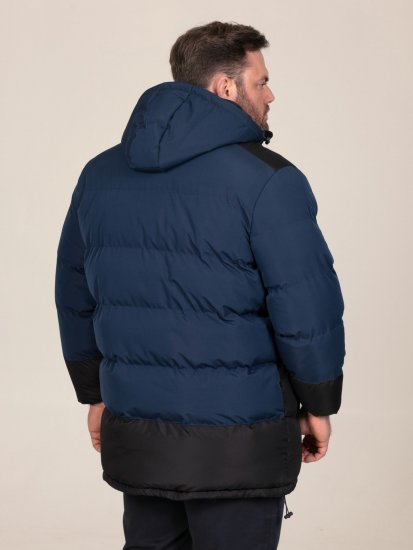 D555 Hank Ripstop Contrast Panelled Padded Hooded Jacket Нейви - Якета - мъжки якета големи размери