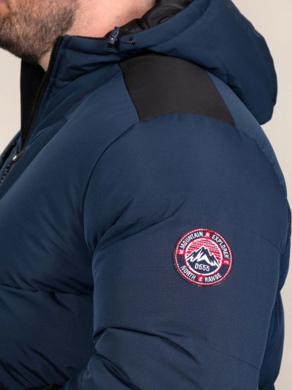 D555 Hank Ripstop Contrast Panelled Padded Hooded Jacket Нейви - Якета - мъжки якета големи размери