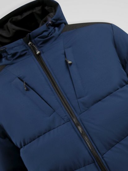 D555 Hank Ripstop Contrast Panelled Padded Hooded Jacket Нейви - Якета - мъжки якета големи размери