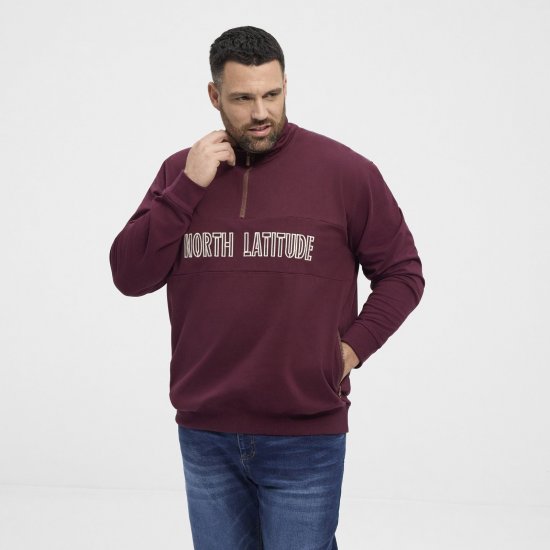 North Latitude Half Zip Суитшърт Бордо - Суичъри & cуичъри с качулка - мъжки суичъри големи размери