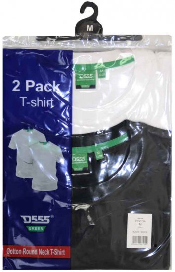 D555 Fenton 2-pack Black/White T-shirt - Тениски - мъжки тениски големи размери