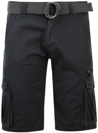 Kam Jeans Belted Cargo Shorts Charcoal - Шорти - мъжки къси панталони големи размери