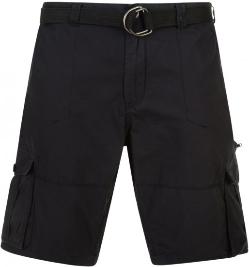 Kam Jeans Belted Cargo Shorts Black - Шорти - мъжки къси панталони големи размери