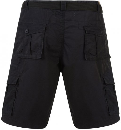 Kam Jeans Belted Cargo Shorts Black - Шорти - мъжки къси панталони големи размери