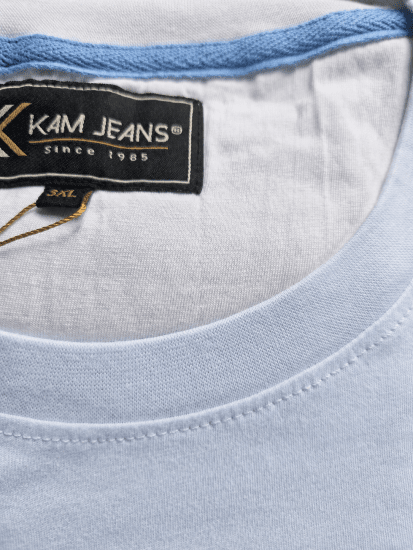 Kam Jeans 5780 Cut And Sew Panel T-Shirt Navy - Тениски - мъжки тениски големи размери