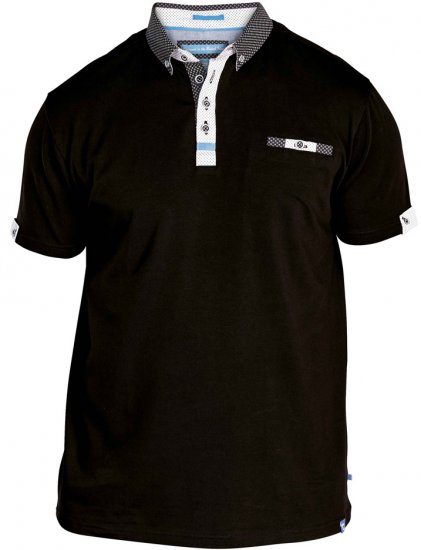 D555 Edger Stretch Cotton Polo Black - Поло тениски - мъжки тениски с яка големи размери