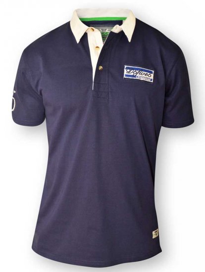 D555 NASH Short Sleeve Rugby Shirt Navy - Поло тениски - мъжки тениски с яка големи размери