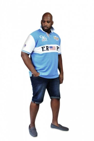 D555 ARYAN Florida Royal Racing Polo Blue/White - Поло тениски - мъжки тениски с яка големи размери