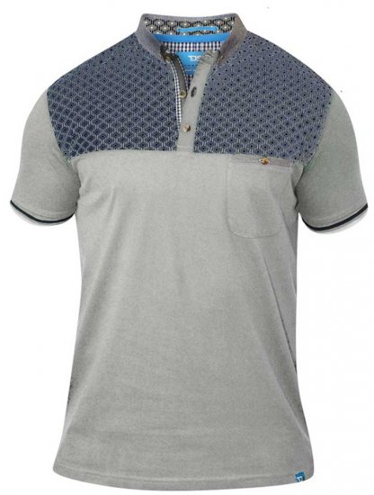 D555 MAURICE Top Paneled Short Sleeve Polo Grey - Поло тениски - мъжки тениски с яка големи размери
