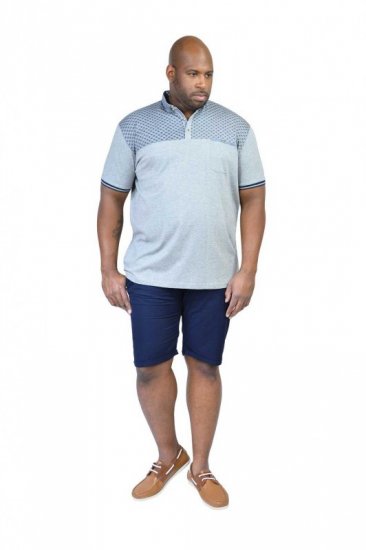 D555 MAURICE Top Paneled Short Sleeve Polo Grey - Поло тениски - мъжки тениски с яка големи размери