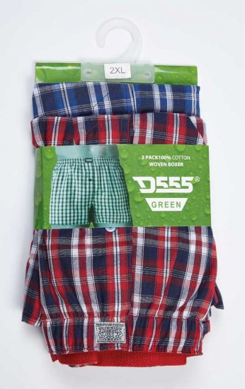 D555 PLAID Boxer Shorts Pack of Two - Бельо & Бански шорти - Мъжко бельо големи размери