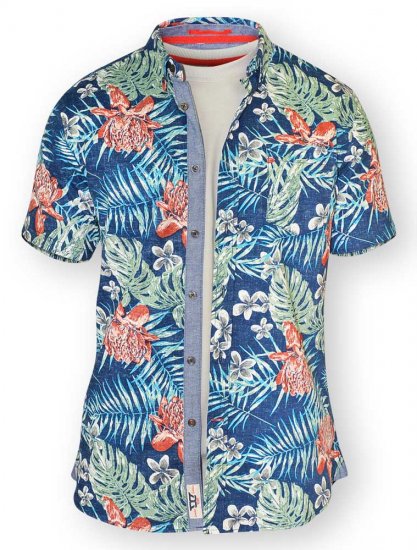 D555 ENRIQUE Short Sleeve Hawaiian Leaf Shirt & T-shirt Combo - Ризи - мъжки ризи големи размери