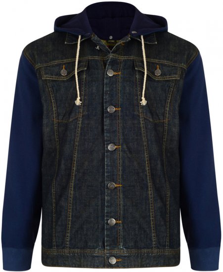 Kam Jeans Jose Denim Jacket With Detachable Hood - Якета - мъжки якета големи размери