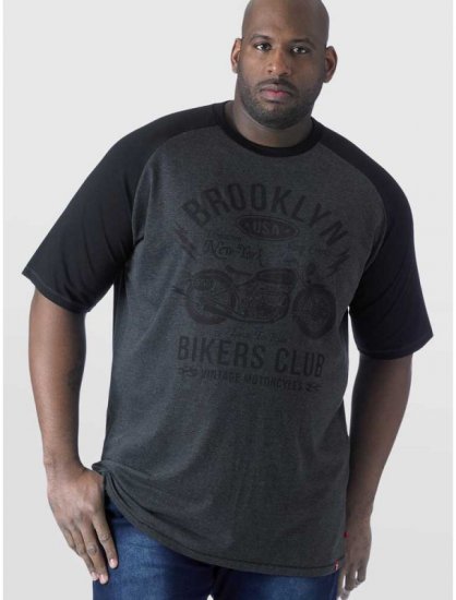 D555 HIRALDO Brooklyn Bikers Club T-Shirt Charcoal/Black - Тениски - мъжки тениски големи размери