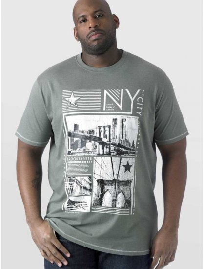 D555 RUEBEN NY City Print T-Shirt Khaki - Тениски - мъжки тениски големи размери