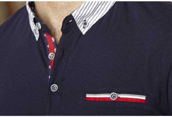 D555 GARFIELD Short Sleeve Stretch Polo Shirt Navy - Поло тениски - мъжки тениски с яка големи размери