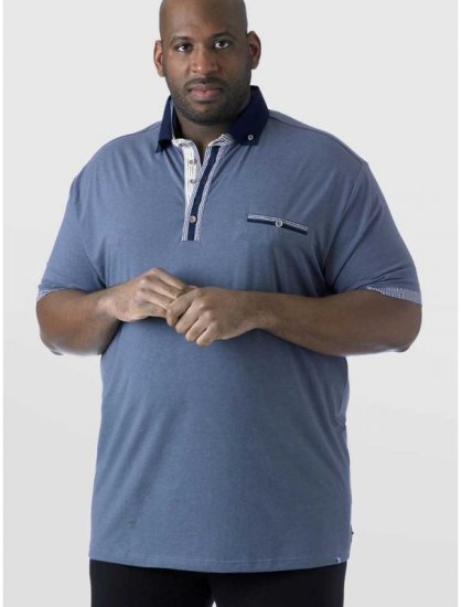 D555 SWANN Short Sleeve Stretch Polo Denim Melange - Поло тениски - мъжки тениски с яка големи размери