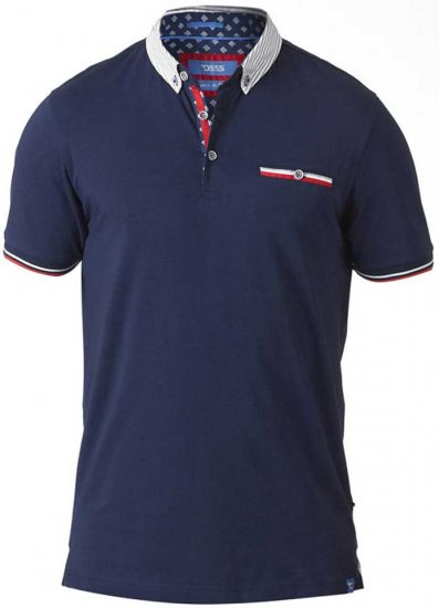 D555 GARFIELD Short Sleeve Stretch Polo Shirt Navy - Поло тениски - мъжки тениски с яка големи размери