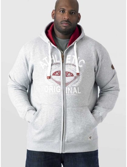 D555 Gabriel Athletic Zip Hoodie Grey - Суичъри & cуичъри с качулка - мъжки суичъри големи размери