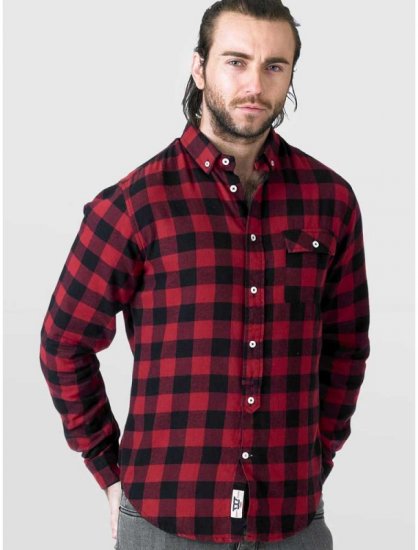 D555 Lawton LS Flannel Shirt Red - Ризи - мъжки ризи големи размери
