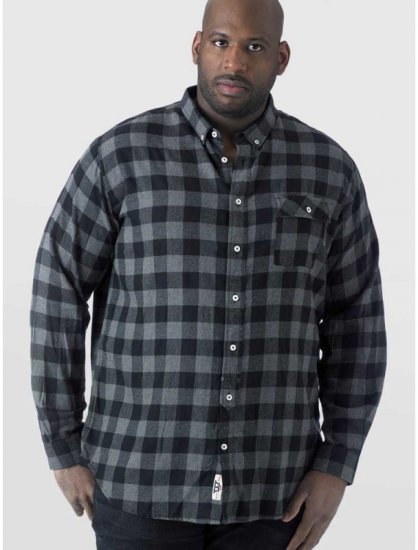 D555 Lawton LS Flannel Shirt Grey - Ризи - мъжки ризи големи размери