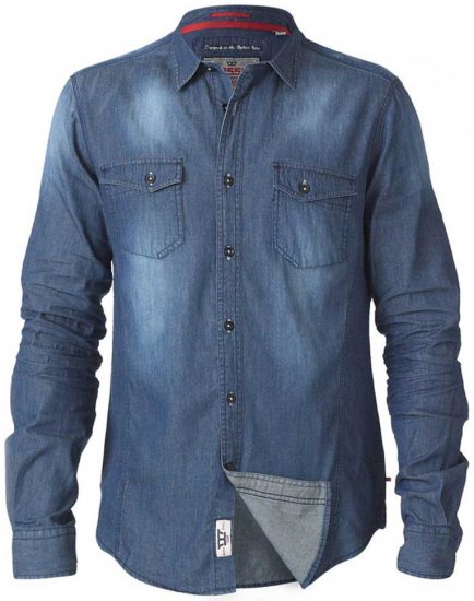 D555 Tobias LS Vintage Denim Shirt - Ризи - мъжки ризи големи размери