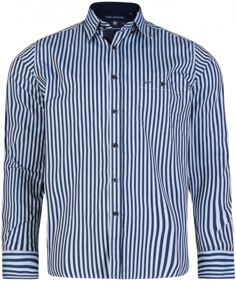 Kam Jeans 6139 Long Sleeve Shirt Navy - Ризи - мъжки ризи големи размери