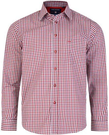 Kam Jeans 6140 Long Sleeve Shirt Red - Ризи - мъжки ризи големи размери