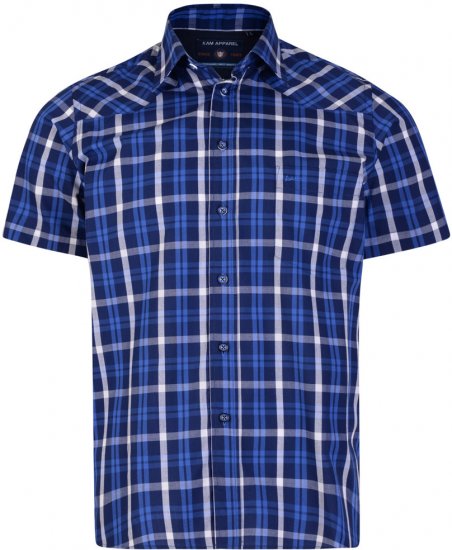 Kam Jeans 6143 Short Sleeve Shirt Navy - Ризи - мъжки ризи големи размери