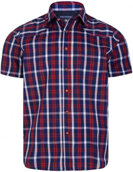 Kam Jeans 6143 Short Sleeve Shirt Red - Ризи - мъжки ризи големи размери