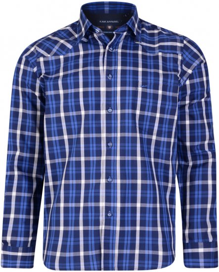 Kam Jeans 6143 Long Sleeve Shirt Navy - Ризи - мъжки ризи големи размери