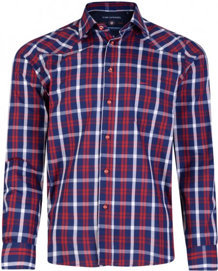Kam Jeans 6143 Long Sleeve Shirt Red - Ризи - мъжки ризи големи размери