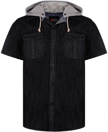 Kam Jeans Luiz Short Sleeve Denim Shirt Black - Ризи - мъжки ризи големи размери