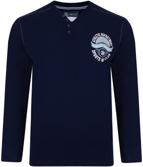 Kam Jeans 5205 Long Sleeve T-shirt Navy - Тениски - мъжки тениски големи размери
