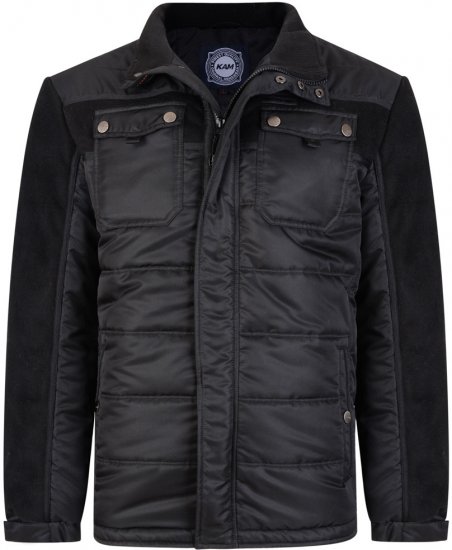 Kam Jeans 66 Padded Qulited Jacket Black - Якета - мъжки якета големи размери