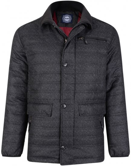 Kam Jeans 67 Casual Quilted Jacket Charcoal - Якета - мъжки якета големи размери